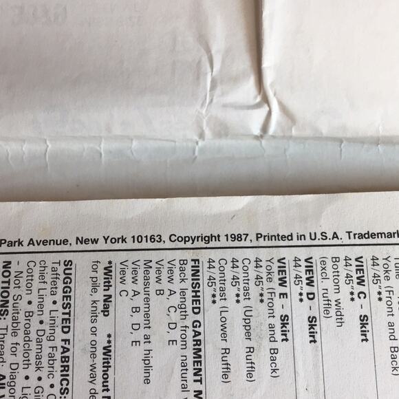 Vintage 1987 McCall's Sewing‎ Pattern 3079 Boho Petticoats & Skirts Size X-Small - Picture 15 of 15